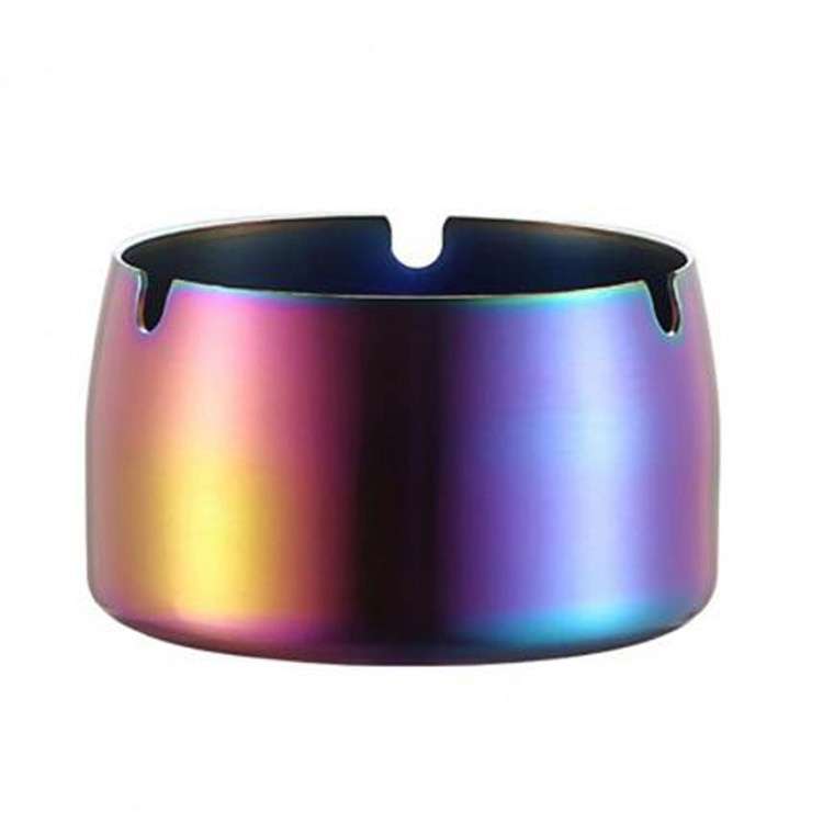 Thickened Stainless Steel Ashtray Windproof And Drop-Proof Ashtray, Specification: Large(Black)