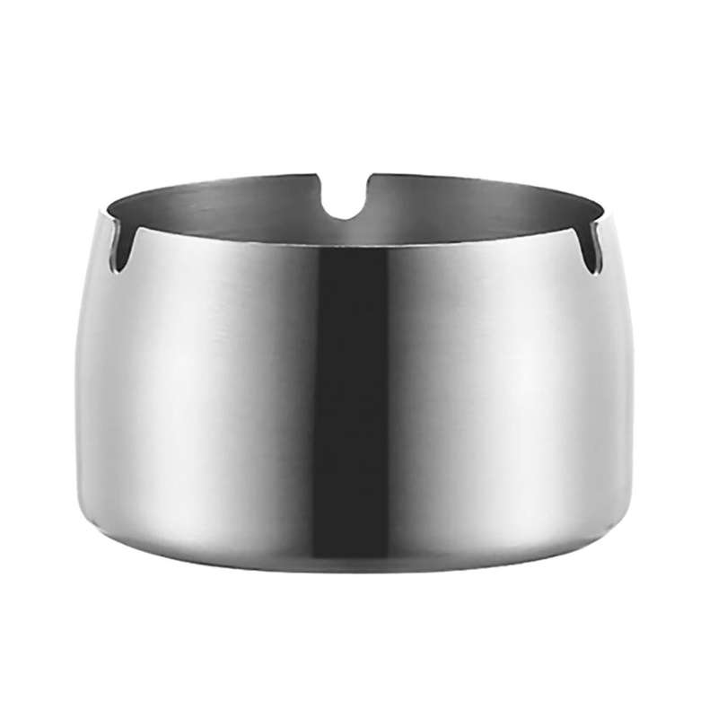 Thickened Stainless Steel Ashtray Windproof And Drop-Proof Ashtray, Specification: Large(Black)