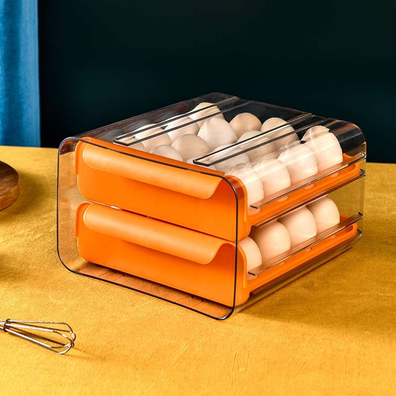 Household Double-Layer Drawer Type Egg Storage Box(White)
