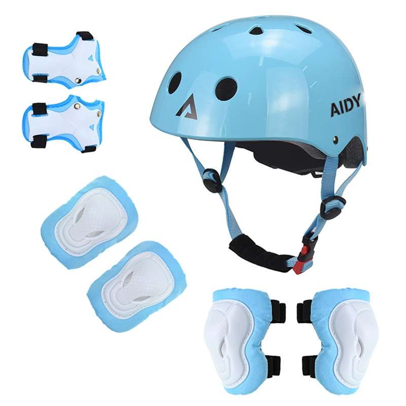 AIDY 7 In 1 Children Roller Skating Sports Protective Gear Set(Dumb Purple)