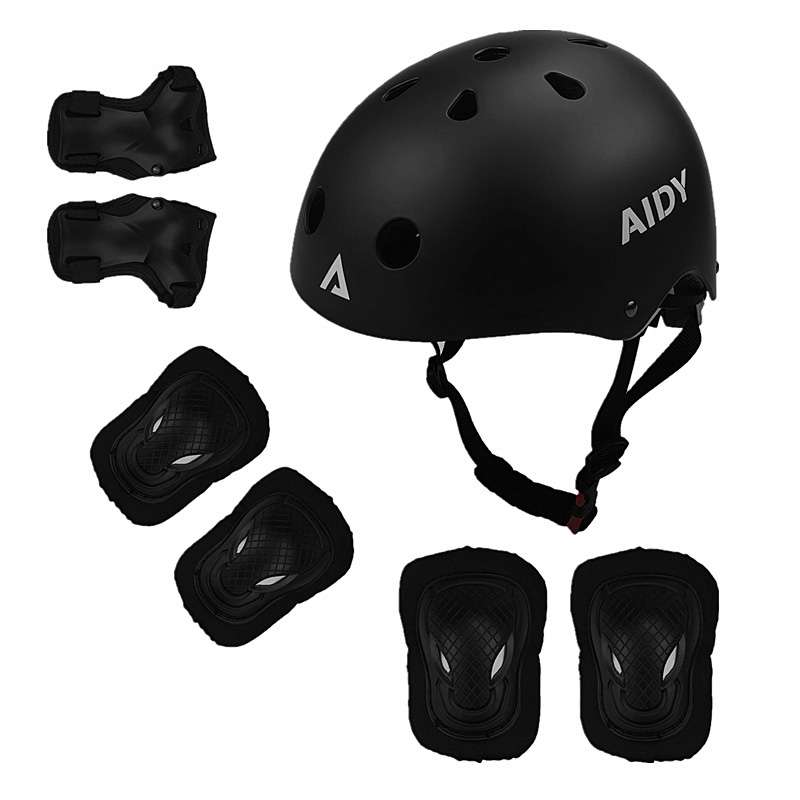AIDY 7 In 1 Children Roller Skating Sports Protective Gear Set(Dumb Purple)