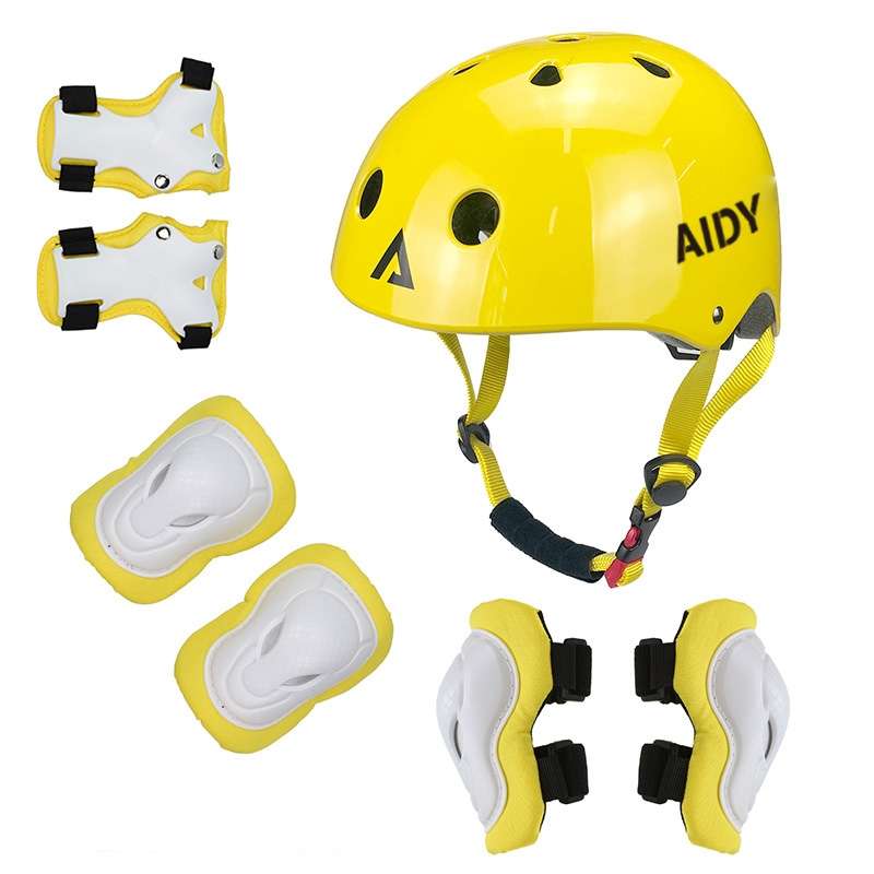 AIDY 7 In 1 Children Roller Skating Sports Protective Gear Set(Dumb Purple)