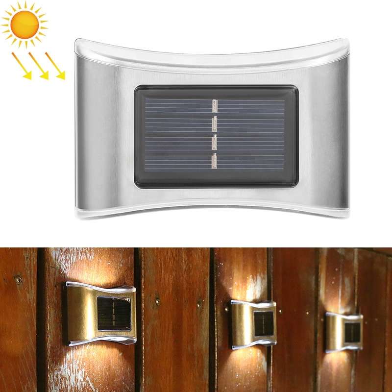 6 LED Solar Outdoor Garden Stainless Steel Wall Lamp(Color Light)