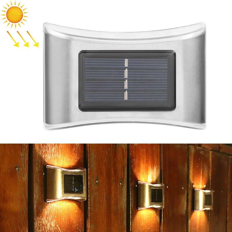 6 LED Solar Outdoor Garden Stainless Steel Wall Lamp(Color Light)