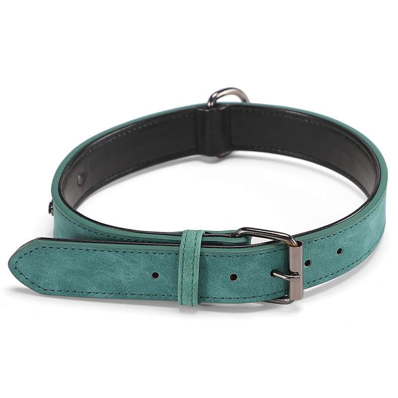 JINMAOHOU Dogs Double-Layer Leather Collar, Specification: XS 34x1.7cm(Brown)