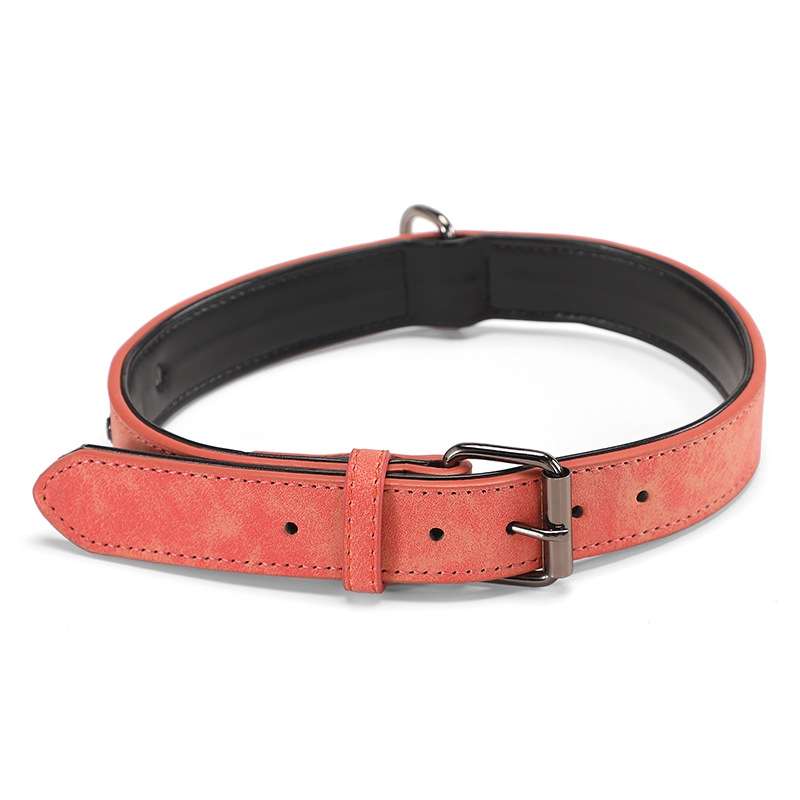 JINMAOHOU Dogs Double-Layer Leather Collar, Specification: XS 34x1.7cm(Brown)