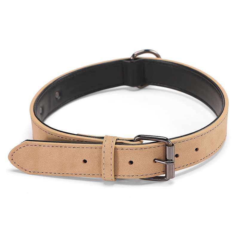 JINMAOHOU Dogs Double-Layer Leather Collar, Specification: L 59x3.2cm(Green)