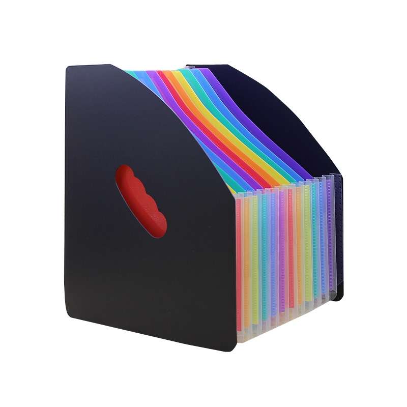 Standing Organ Clip Student Test Paper Storage Clip(White Surface (Rainbow Inner Page))