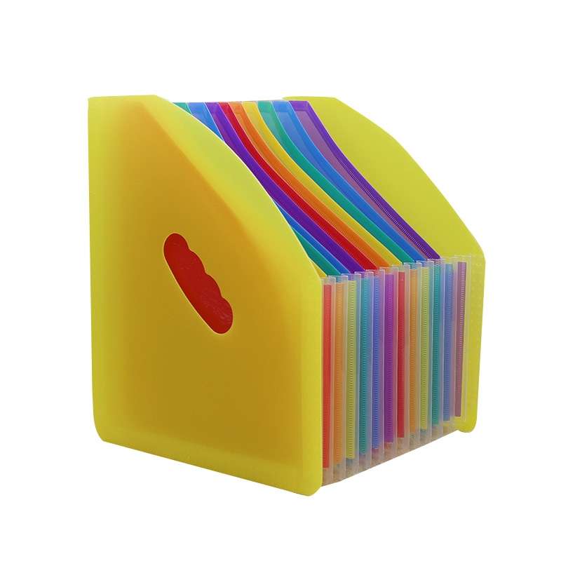 Standing Organ Clip Student Test Paper Storage Clip(White Surface (Rainbow Inner Page))
