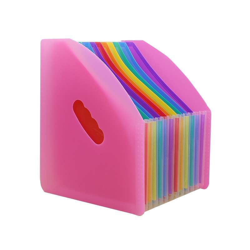 Standing Organ Clip Student Test Paper Storage Clip(White Surface (Rainbow Inner Page))
