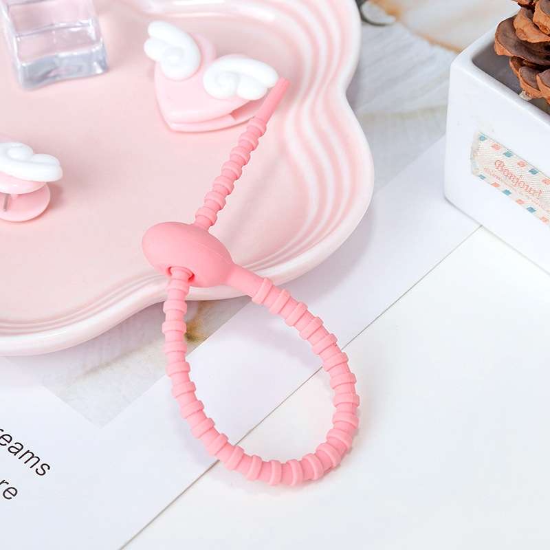 20 PCS Silicone Data Cable Storage Strap Cable Organizer(Grey)