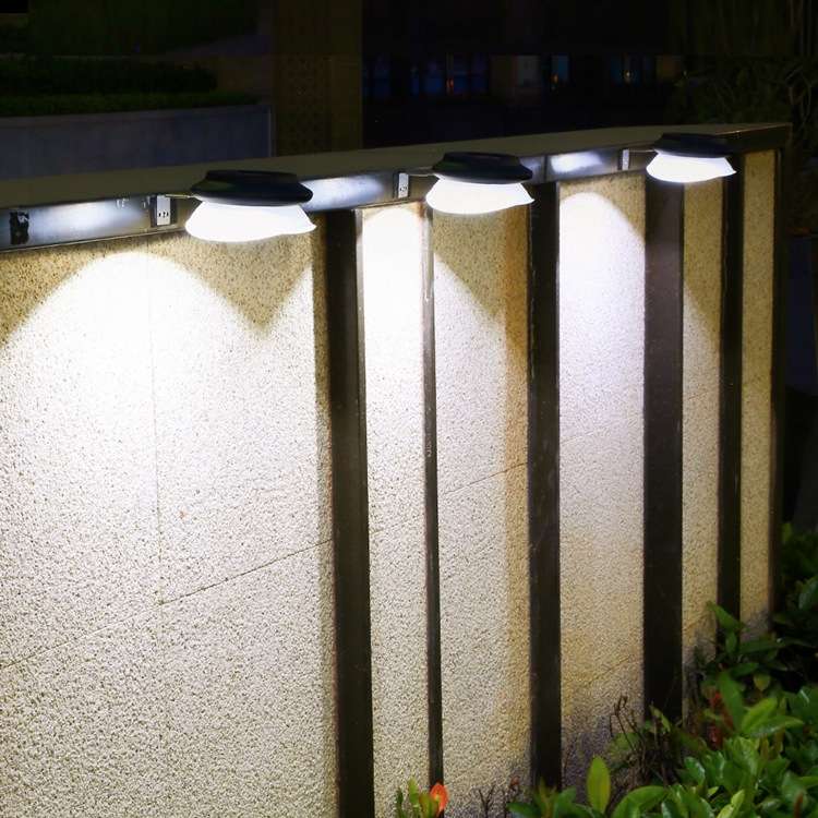 Punch-free Flying Saucer Solar Lamp Outdoor Garden Decoration Wall Lamp(Black Shell Warm Light)