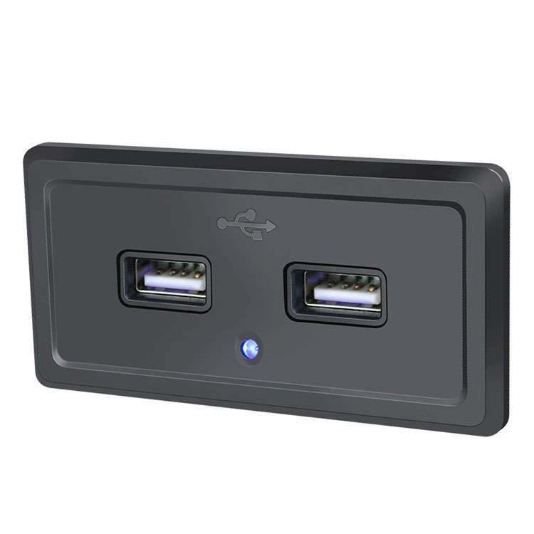 12V24V Route Bus Dual USB Charging Input Car Charger(Blue Light)