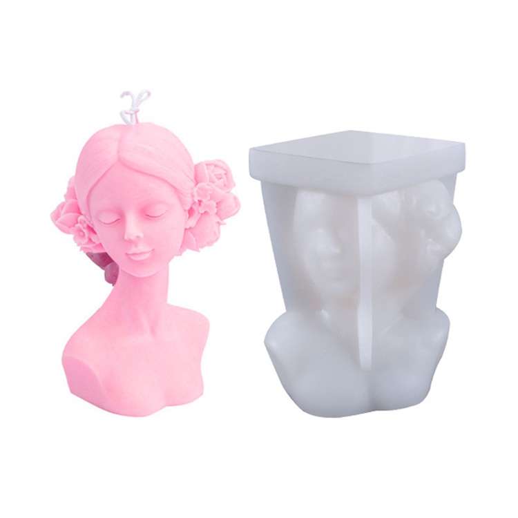 Aromatherapy Plaster Mold Rose Beauty Candle Silicone Mold, Style: Close Eyes