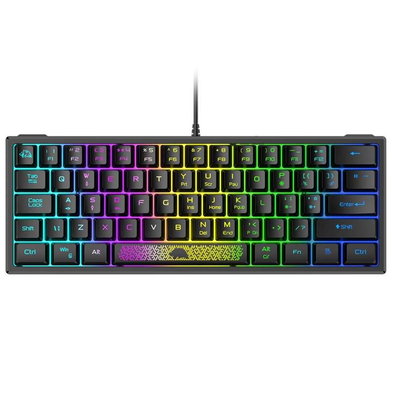 ZIYOU LANG K61 62 Keys RGB Lighting Mini Gaming Wired Keyboard, Cable Length:1.5m(Black)