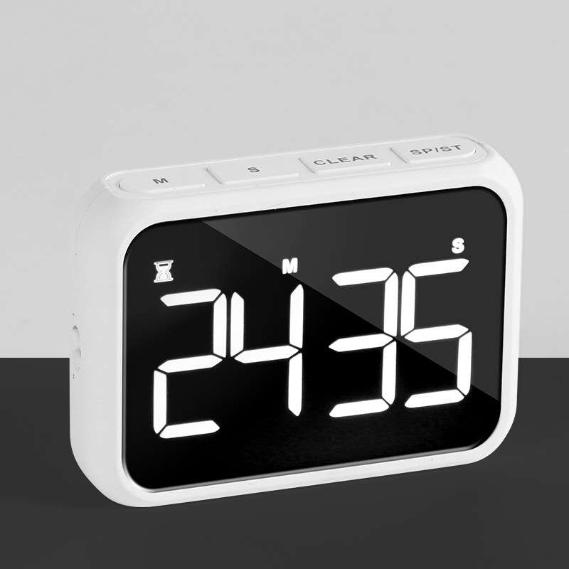 Rechargeable Large Screen LCD Electronic Timing Reminder Alarm Clock Kitchen Baking Timer(Black)