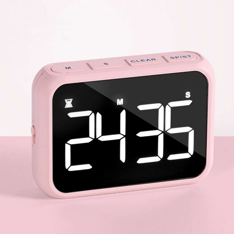 Rechargeable Large Screen LCD Electronic Timing Reminder Alarm Clock Kitchen Baking Timer(Black)