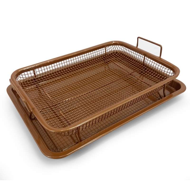 Oven Baking Stainless Steel Baking Pan Drain The Oil Mold, Specification: Square Bronze