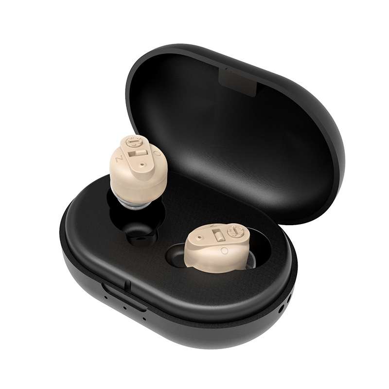 Old People Voice Amplifier Sound Collector Hearing Aid(Red Blue Double Machine + White Charging Bin)