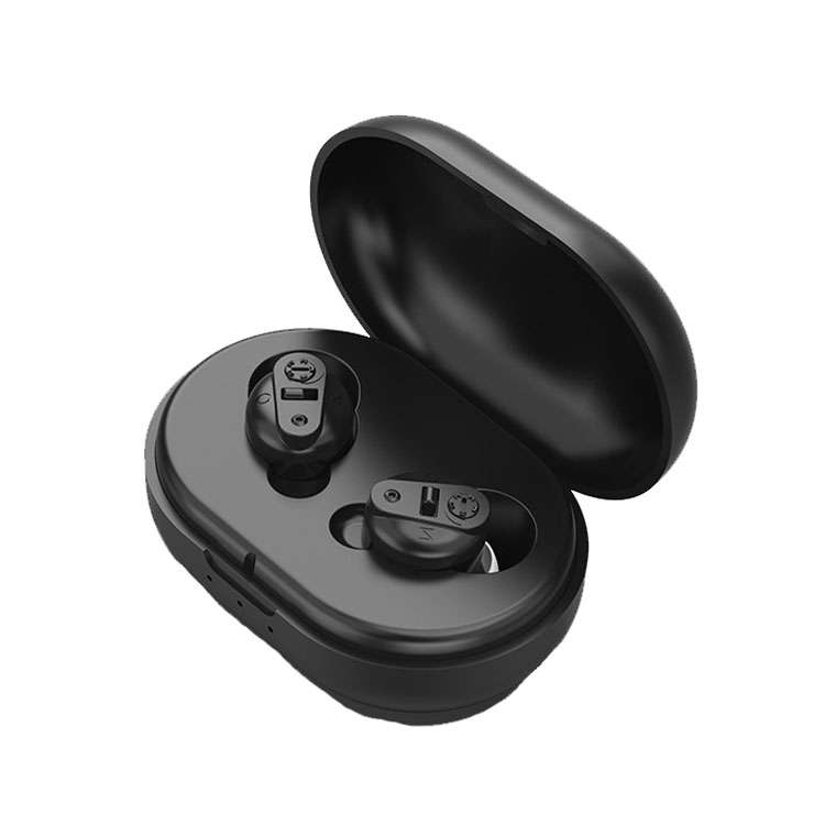 Old People Voice Amplifier Sound Collector Hearing Aid(Red Blue Double Machine + White Charging Bin)