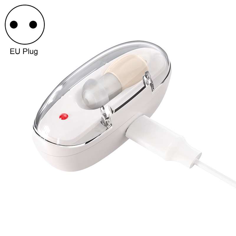 Elderly Sound Amplifier Portable Ear Canal Rechargeable Hearing Aid, Specification: EU Plug(Skin Col