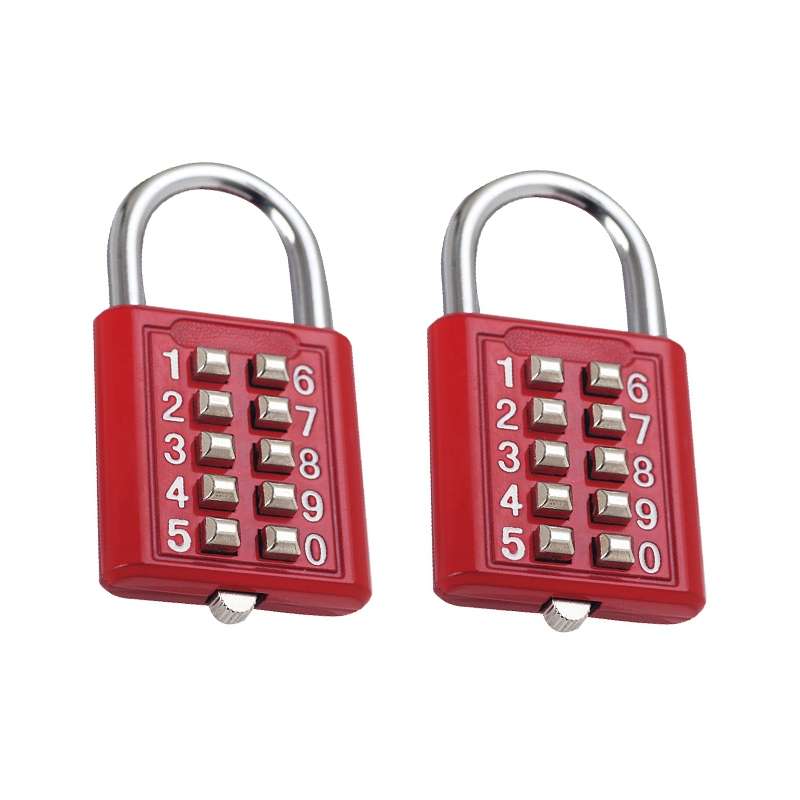 2 PCS 10-Bit Button Password Lock Cabinet Door Tool Box Button Padlock(Black)