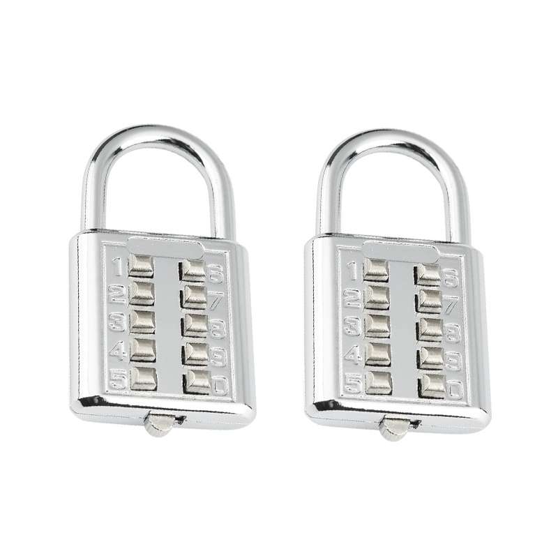 2 PCS 10-Bit Button Password Lock Cabinet Door Tool Box Button Padlock(Black)