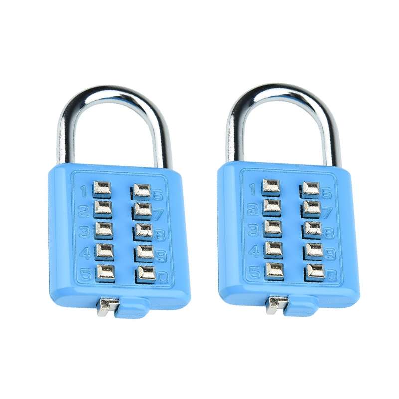 2 PCS 10-Bit Button Password Lock Cabinet Door Tool Box Button Padlock(Black)