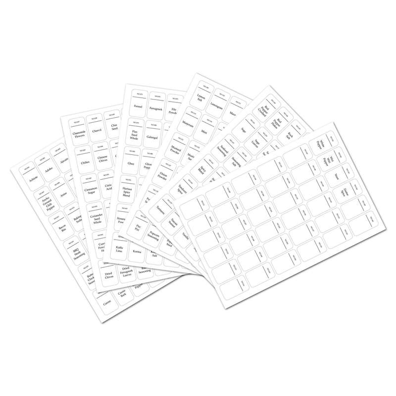216 PCS Spice Jar Label Stickers Waterproof Oil Proof Kitchen Spice Jar Label(6 Sheets / set)