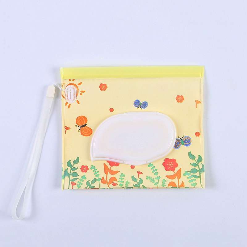 3 PCS Baby EVA Wet Wipes Bag Flip Removable Paper Towel Cosmetic Cotton Bag(Flowers)