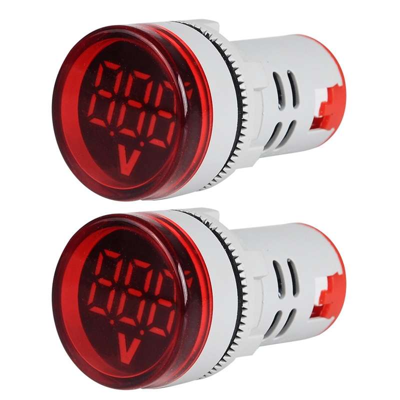 2 PCS DC Voltage Signal Indicator 22mm Round 6-100V Universal Voltmeter(ST16VD-04 Green)