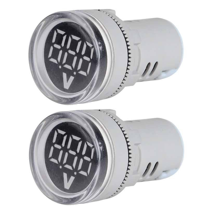 2 PCS DC Voltage Signal Indicator 22mm Round 6-100V Universal Voltmeter(ST16VD-04 Green)