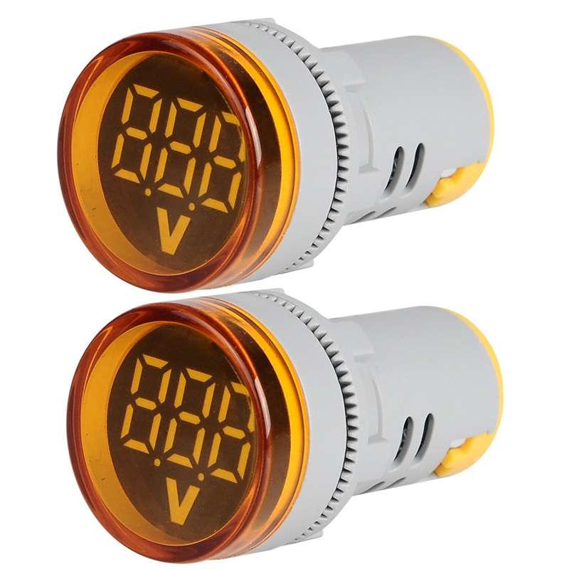 2 PCS DC Voltage Signal Indicator 22mm Round 6-100V Universal Voltmeter(ST16VD-04 Green)