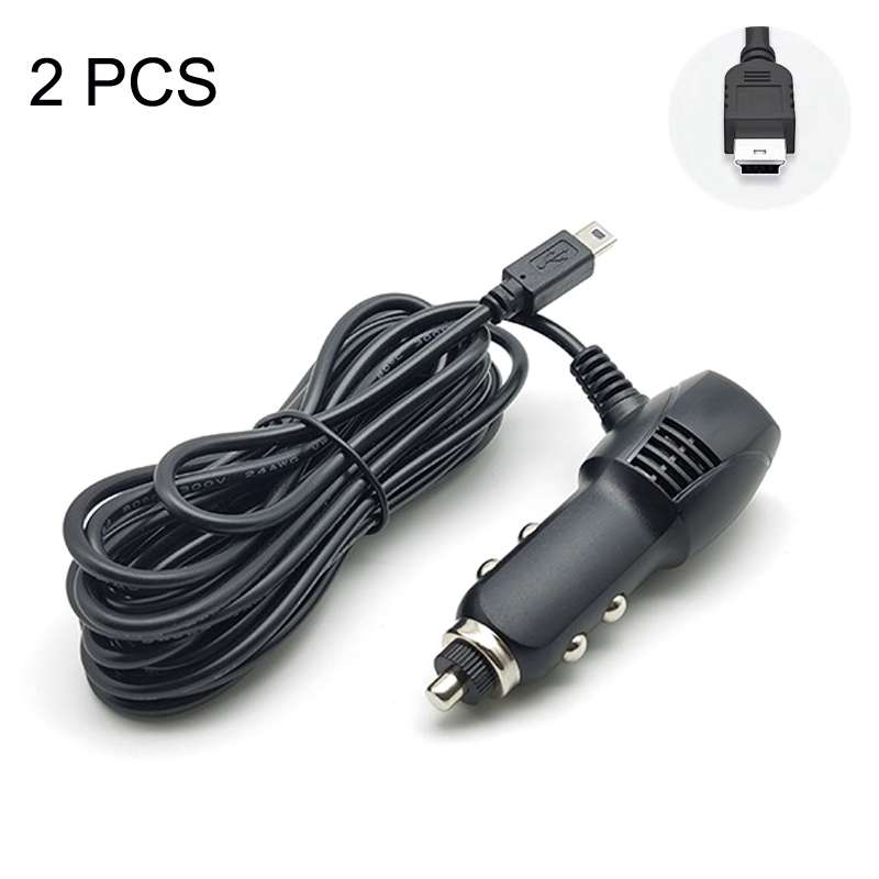 2 PCS Car Charger Fast Charging Driving Recorder Supply Line, Style: 1.5A+2.4A(Mini Straight Head)