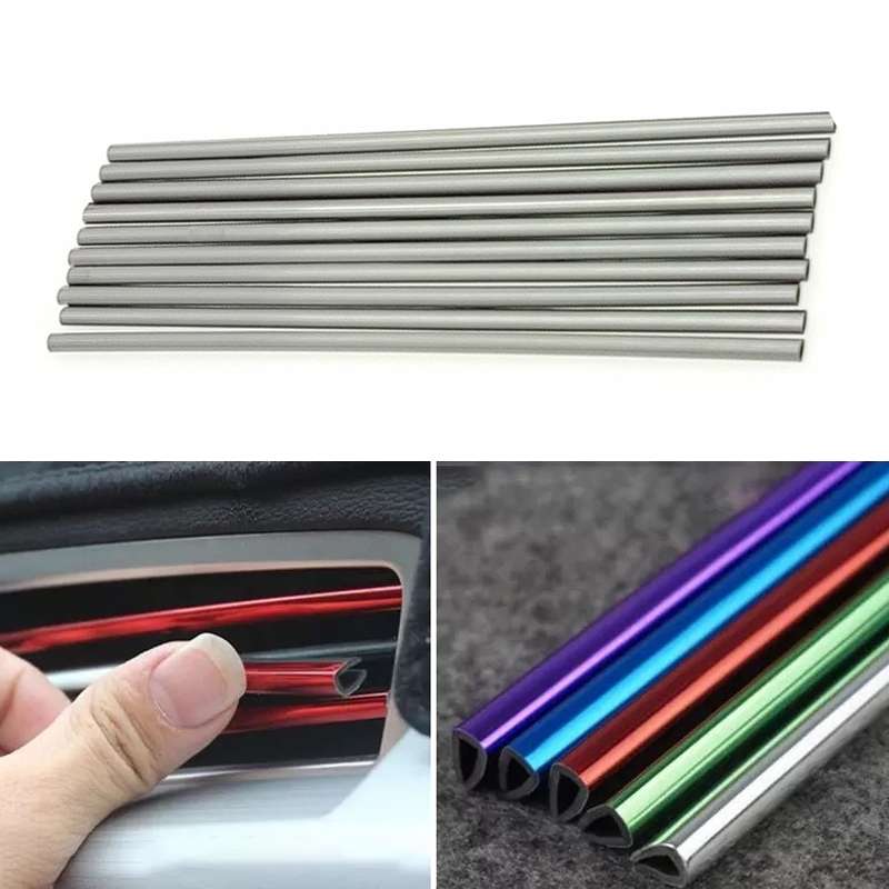 10pcs/pack Car Air Conditioner Vent U-Shaped Electroplating Decorative Strip(Plating Silver)
