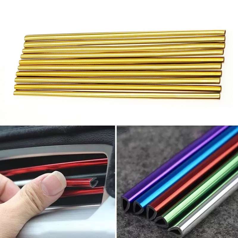 10pcs/pack Car Air Conditioner Vent U-Shaped Electroplating Decorative Strip(Plating Gold)