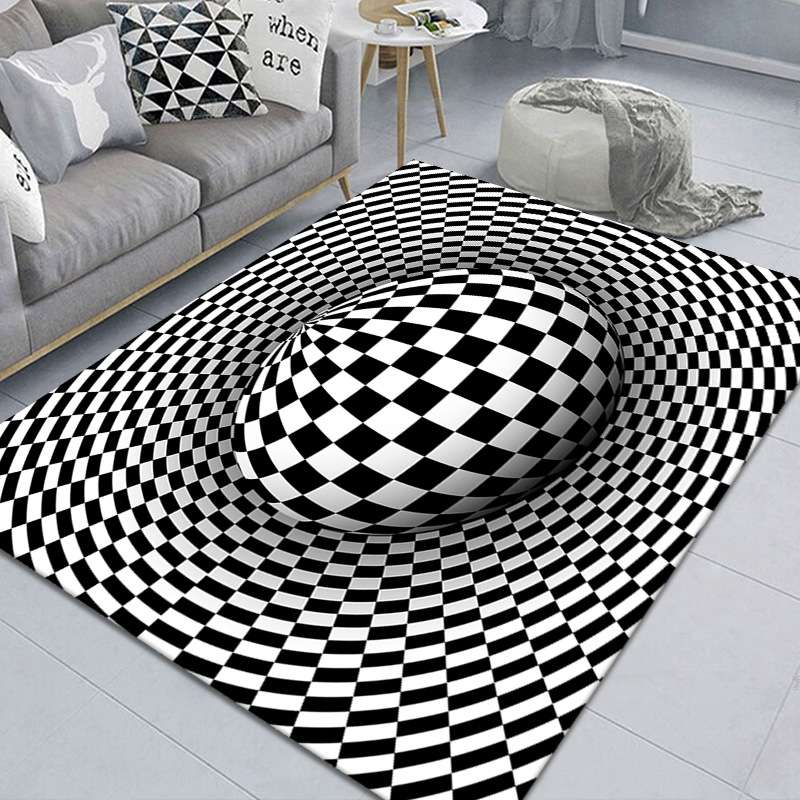 3D Geometric Stereo Trap Vision Living Room Bedroom Carpet, Size: 40x60cm(Rectangular Visual C)