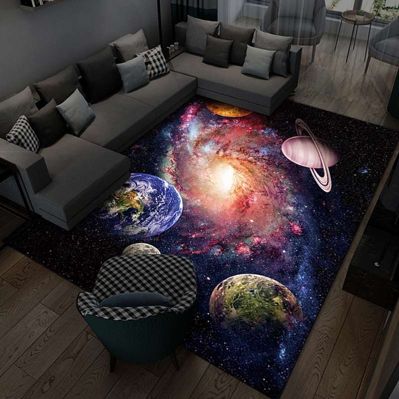 3D Visual Cartoon Cosmic Planet Living Room Carpet, Size: 40x60cm(RZ Cosmic Planet 10)