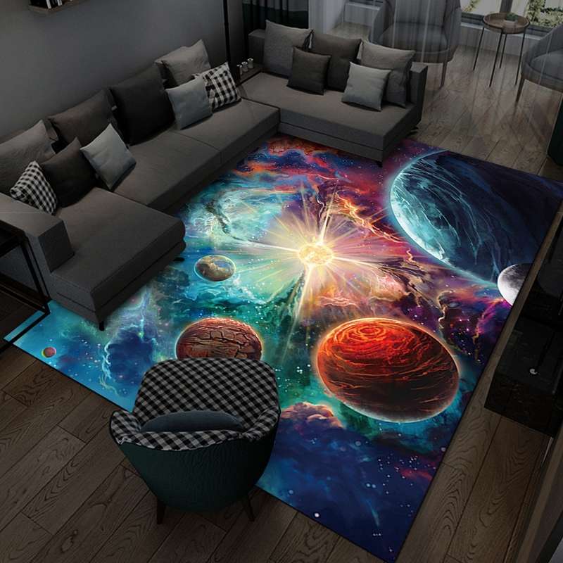 3D Visual Cartoon Cosmic Planet Living Room Carpet, Size: 60x90cm(Cosmic Planet 1)