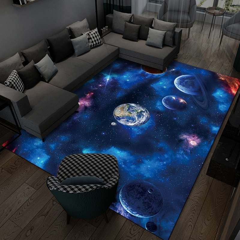 3D Visual Cartoon Cosmic Planet Living Room Carpet, Size: 60x90cm(Cosmic Planet 1)