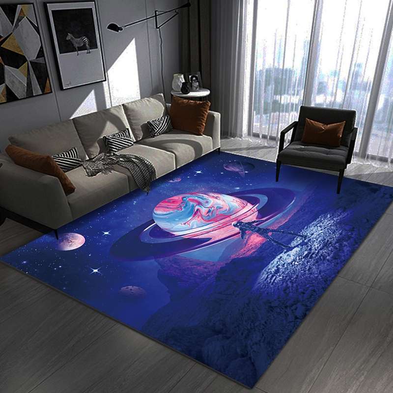 3D Visual Cartoon Cosmic Planet Living Room Carpet, Size: 60x90cm(Cosmic Planet 1)