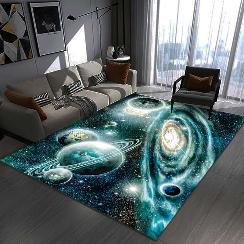 3D Visual Cartoon Cosmic Planet Living Room Carpet, Size: 60x90cm(Cosmic Planet 1)