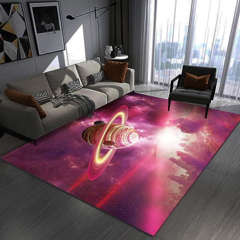 3D Visual Cartoon Cosmic Planet Living Room Carpet, Size: 60x90cm(Cosmic Planet 1)