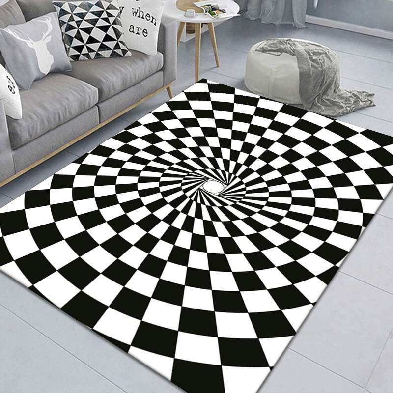 3D Stereo Rectangular Visual Geometric Living Room Carpet, Size: 120x160cm(09)