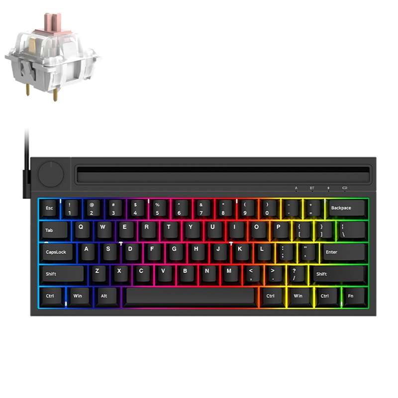 Ajazz K620T 62 Keys Bluetooth Wireless Dual Mode Mechanical Keyboard, Style: Pink Shaft (Black)