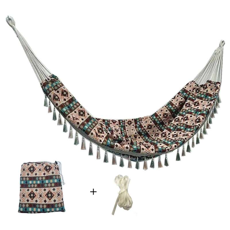 Jacquard Canvas Double Plus Hammock Outdoor Indoor Tassel Hammock(705)