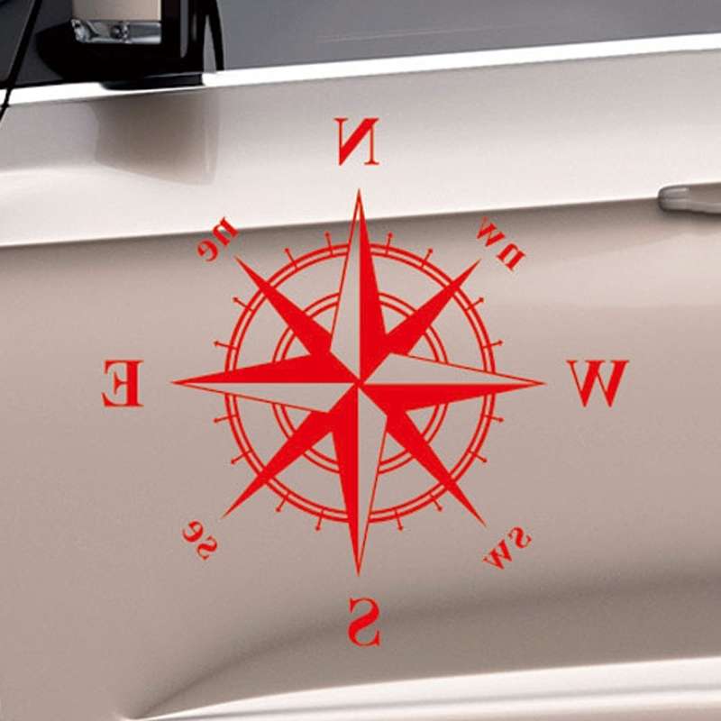 D-336 Car Compass Graphic Sticker Hood Car Body Universal Sticker(White)