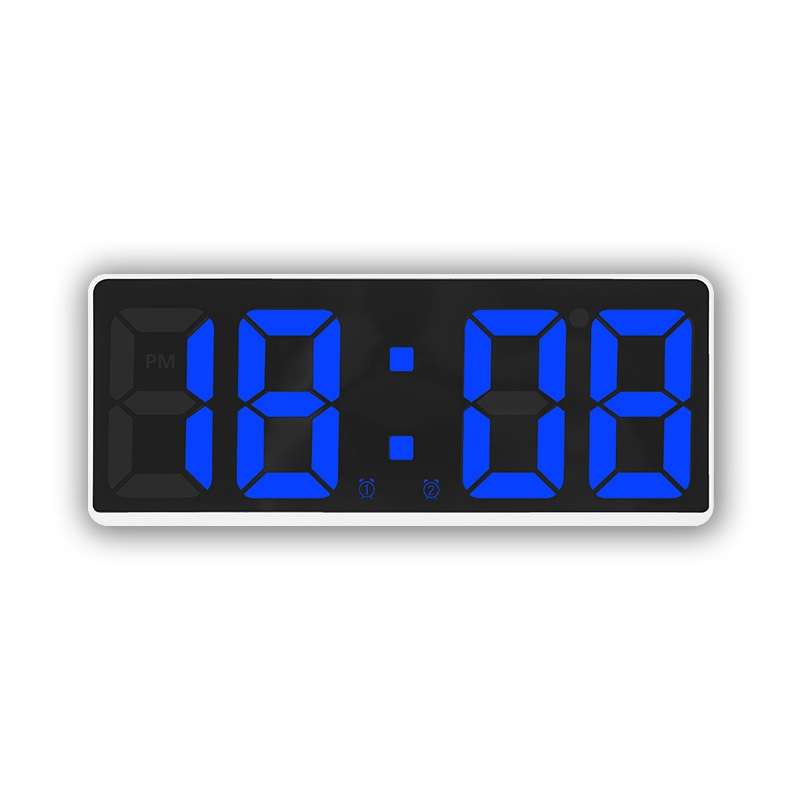 LED Bedside Alarm Clock Battery Plug-In Dual-Purpose Clock(Blue)