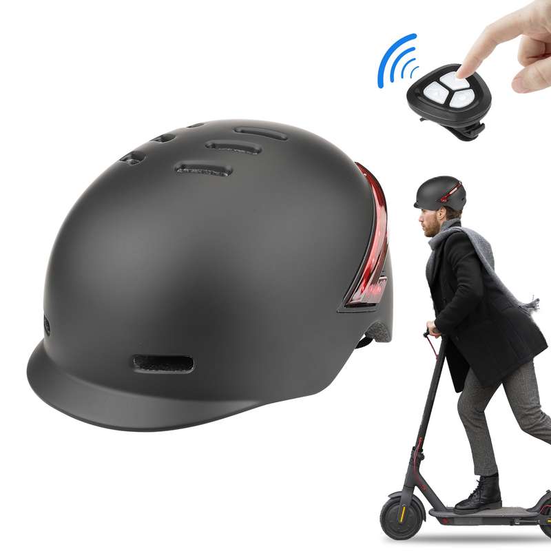 Cycling Helmet Ultralight Bicycle Helmet with Warning Light Remote Control(White)