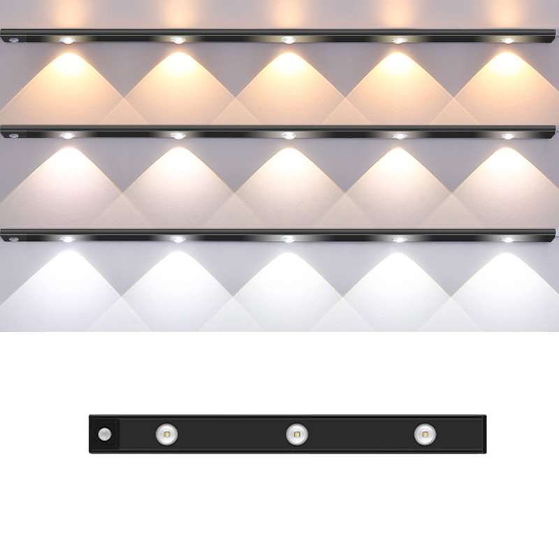 Ultra-thin Smart LED Human Body Sensor Light Bar, Length: 40cm(Piano Black)